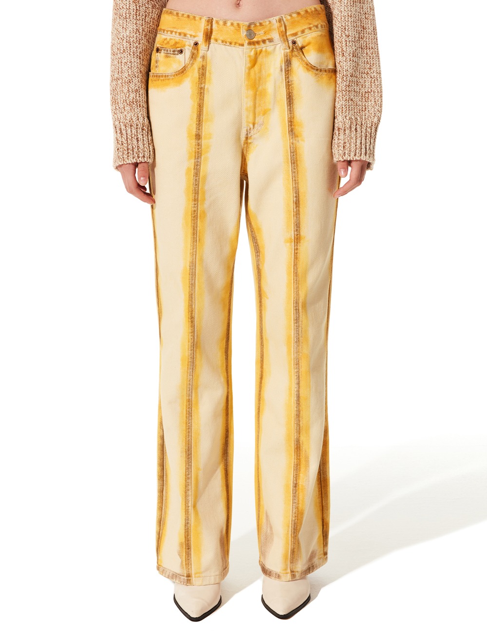 TWO TONE JEANS [YELLOW BROWN]
